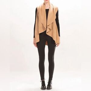 Look mocha convertible cascading cardigan sweater